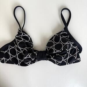 LA BLANCA Bikini Top Black White Geo Print Underwire Adjustable Swimwear Sz 6